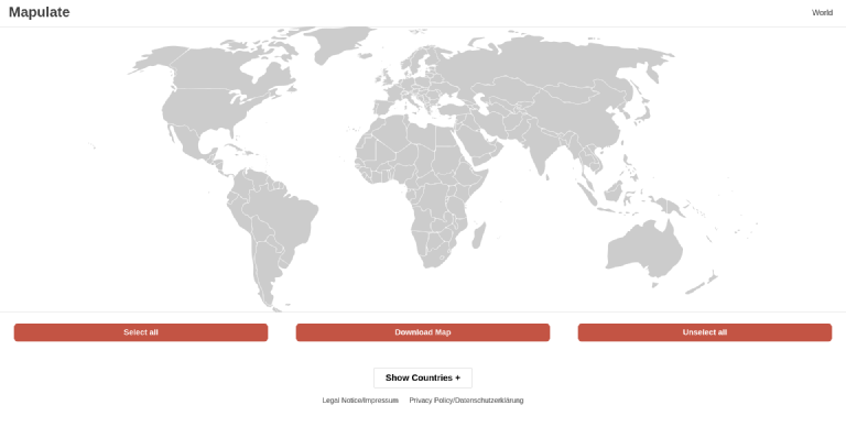 Mapulate Webseite Weltkarte